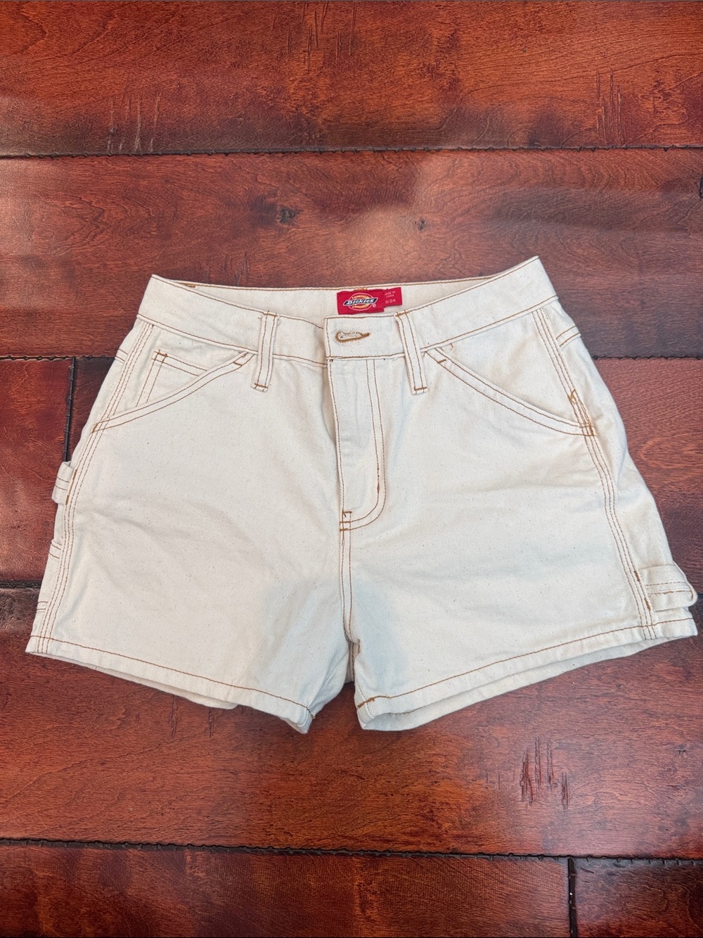Dickies Women's Cream Carpenter Jean Shorts